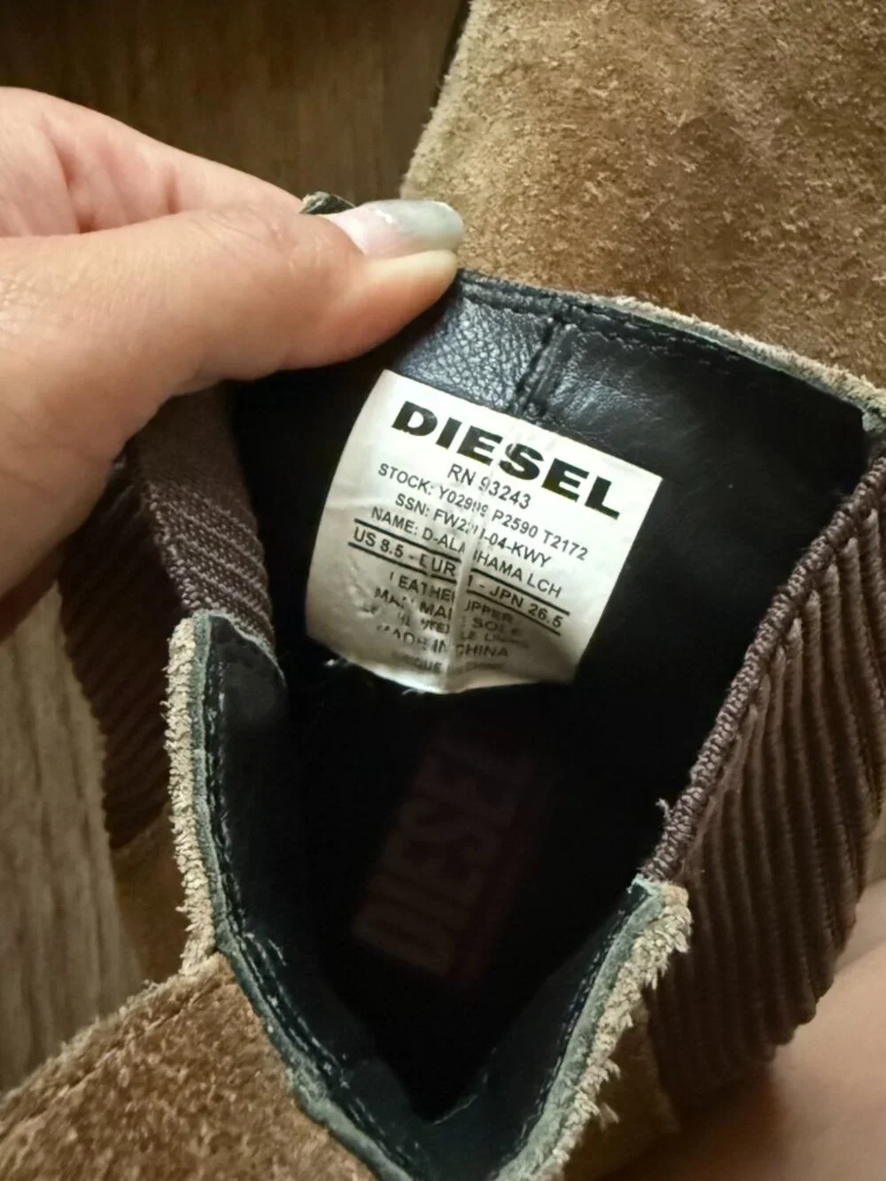 Diesel Brown D-Alabhama LCH Chelsea Suede Leather Boots US 8.5